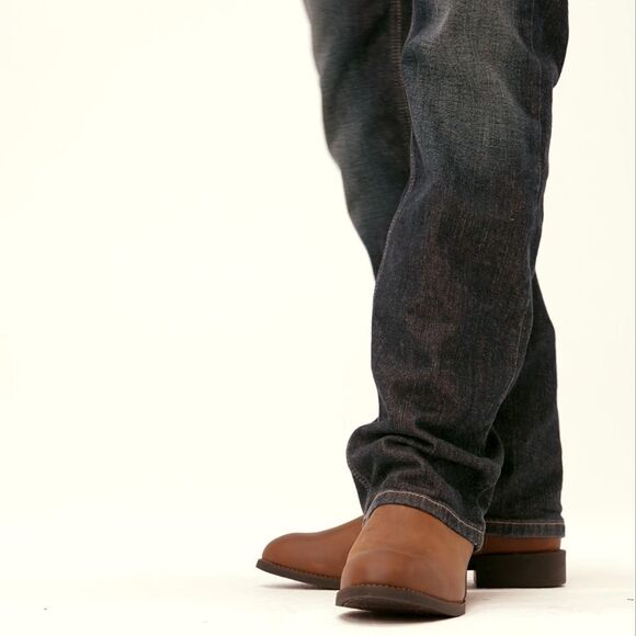 Ariat Brown Leather Stitching Design Block Heel Western Boots Pull On Men’s sz 7 main image 11